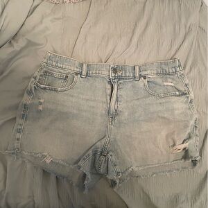 aerie Light Blue Denim with Gold Stitching Elastic Waistband